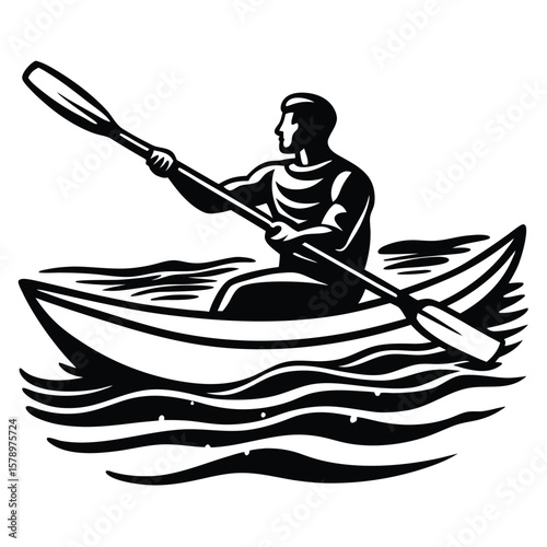 Man paddling kayak on water kayaking boat