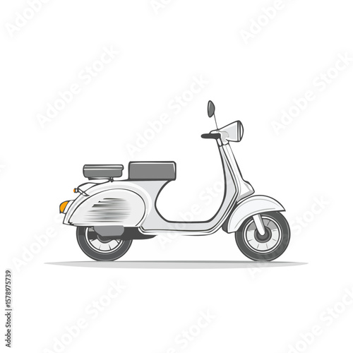 Classic white scooter vector illustration transportation Italian design icon