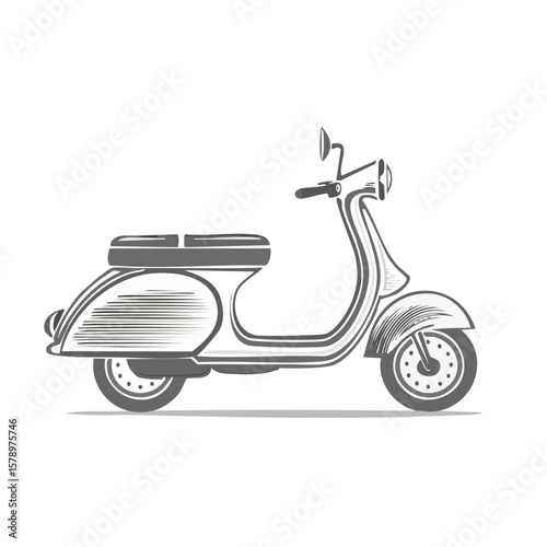 Stylized retro scooter illustration on black background vintage moped motorbike design urban mobility transport vehicle