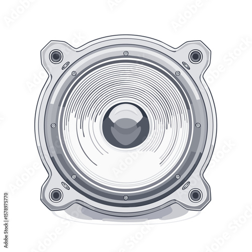 Stylized Illustration of a Grey Audio Speaker Isolated on Black Background