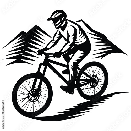 Mountain biker riding downhill mountain biking downhill cycling