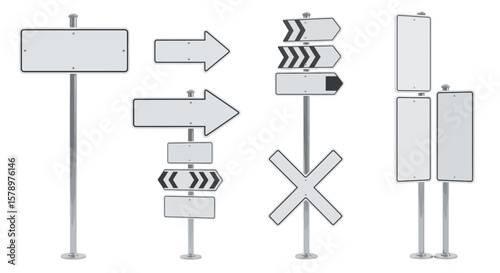 Collection of Directional and Informational Signage Illustrations for Wayfinding and Graphic Design Projects