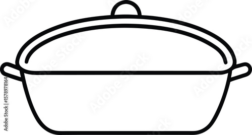 Casserole dish line art vector graphic illustration