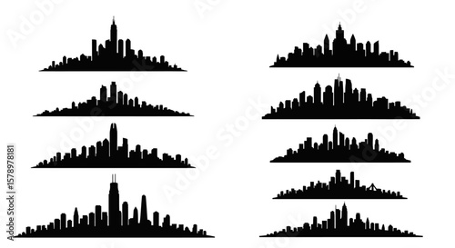 Cityscape Silhouette Collection Vector Skyline Illustrations of Urban Designs