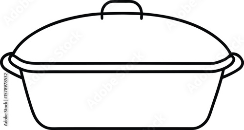 Casserole dish line art vector illustration kitchenware cooking baking
