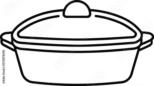 Casserole dish line art vector illustration kitchenware cooking