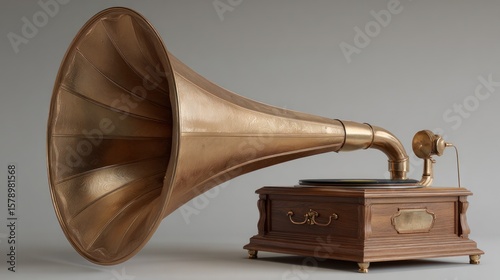 Antique gramophone with large horn
