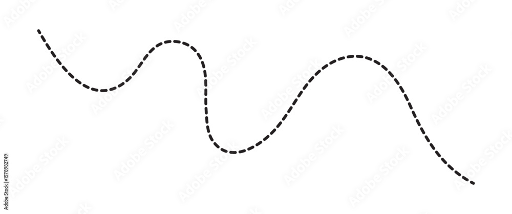 Black Curved Dashed Line Path Icon – Wavy Dotted Route Vector Symbol Black Curved Dashed Line Path Icon – Wavy Dotted Route Vector Symbol