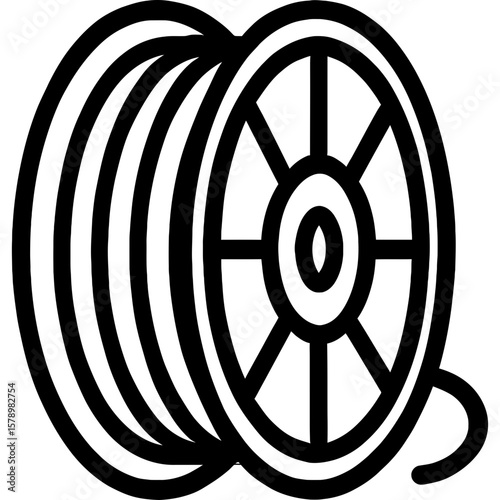 3d printer filament spool outline icon vector