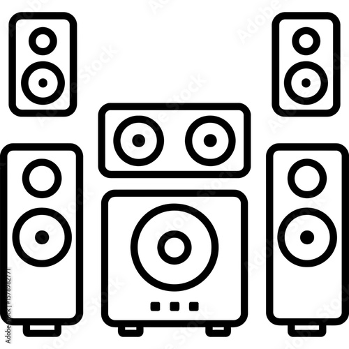 Surround sound speakers outline icon vector