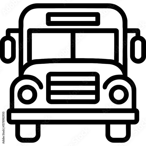 School bus front view outline icon vector