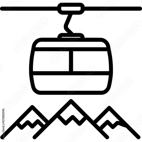Cable car gondola aerial transport outline icon vector