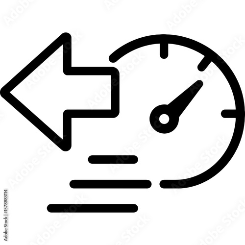 Decelerating motion outline icon vector
