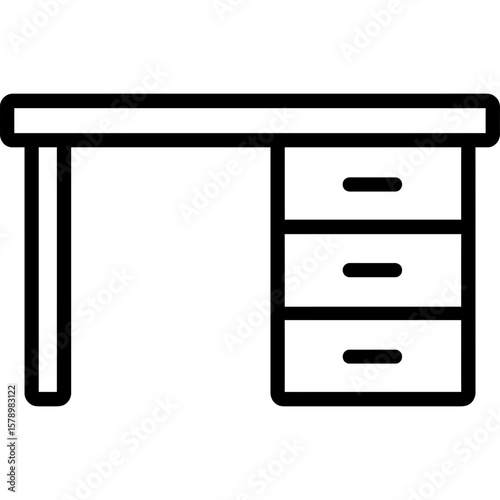 Desk with drawers outline icon vector