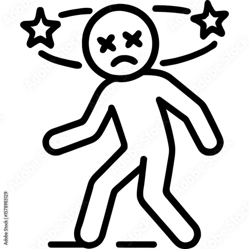 Dizzy person outline icon vector