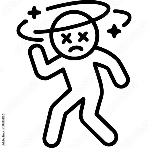 Dizzy person outline icon vector