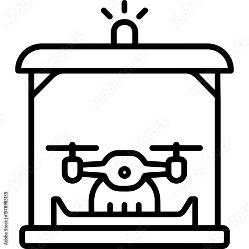 Drone docking station outline icon vector