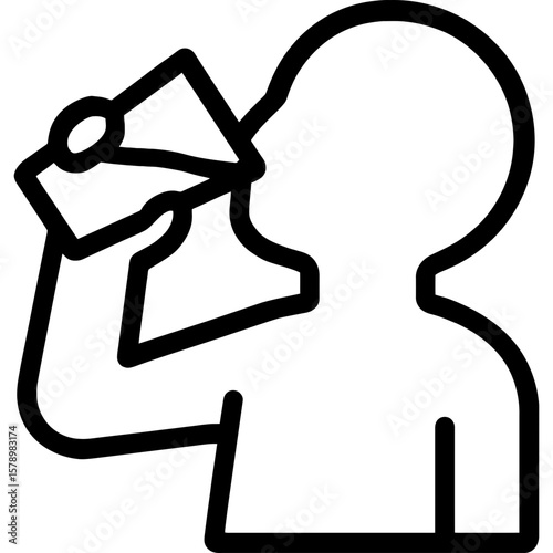 Person drinking from a glass outline icon vector