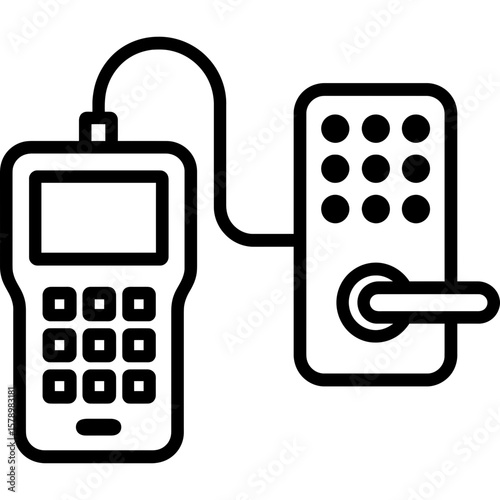 Electronic lock programmer outline icon vector