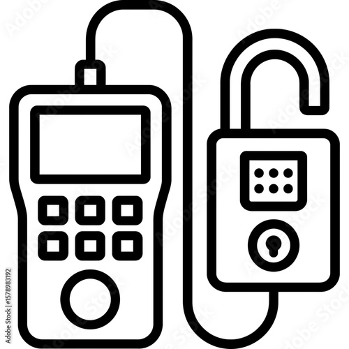 Electronic lock programmer outline icon vector