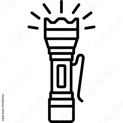 Tactical flashlight with strobe outline icon vector