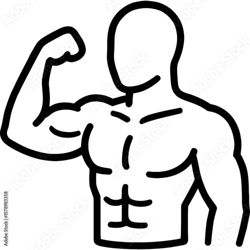 Fit person flexing muscle outline icon vector