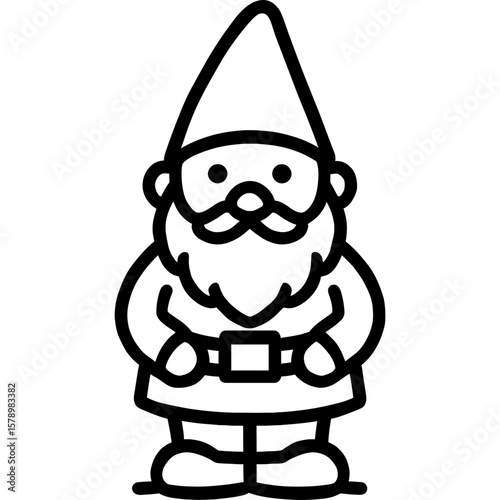 Garden gnome outline icon vector