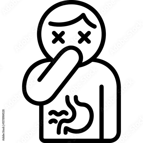 Nauseous person outline icon vector