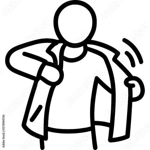 Person putting on a jacket outline icon vector