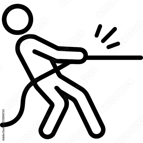 Person pulling rope outline icon vector