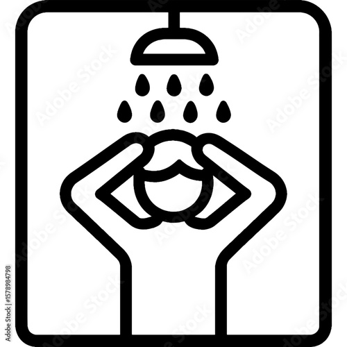 Person taking shower outline icon vector