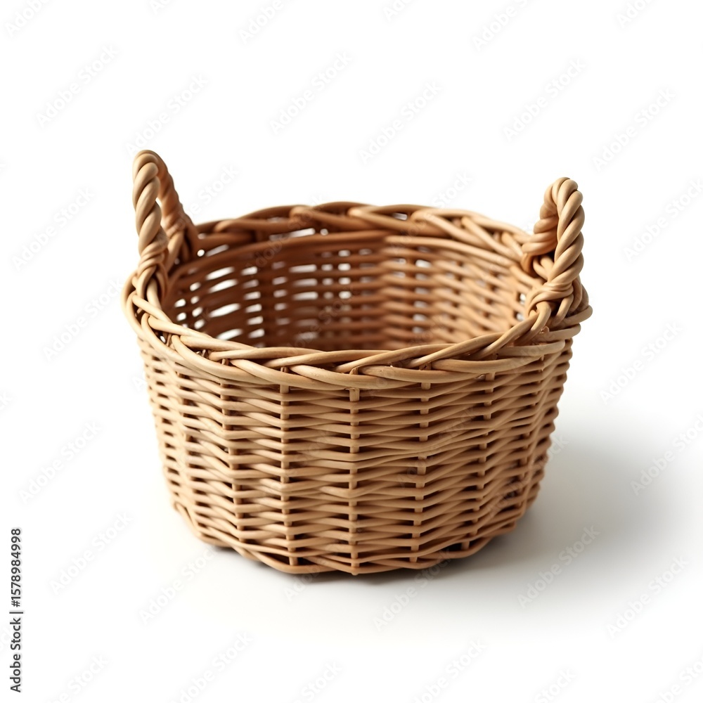 Fototapeta premium Wicker Basket Isolated on White or Transparent Background