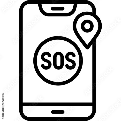 Personal safety app on phone outline icon vector