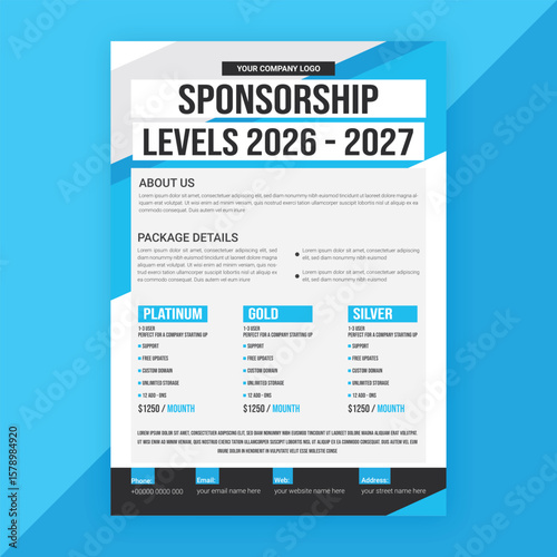 Nonprofit Event Sponsorship Levels Fundraising Flyers design layout concept, Event Sponsorship Proposal Template, Purple And Yellow Proposal Sponsorsip 