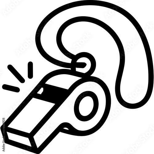 Safety whistle with lanyard outline icon vector