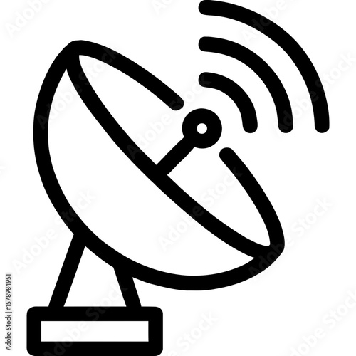 Satellite dish communication outline icon vector