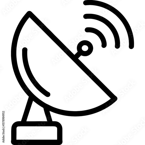 Satellite dish with signal waves outline icon vector