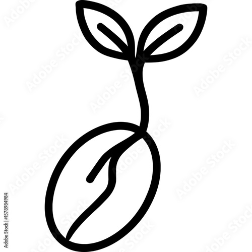 Seed sprouting growth outline icon vector