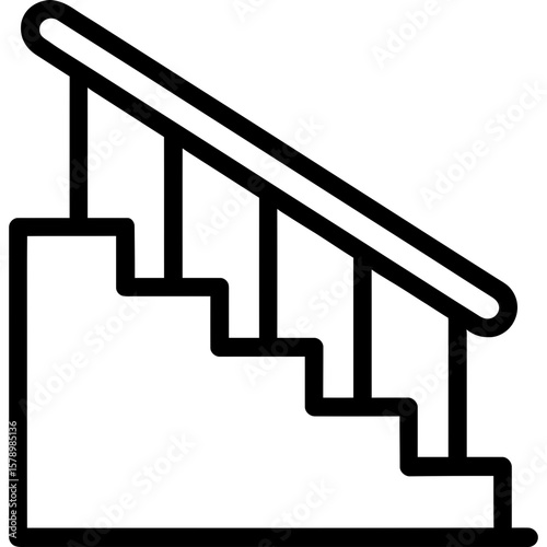 Stairs with railing outline icon vector