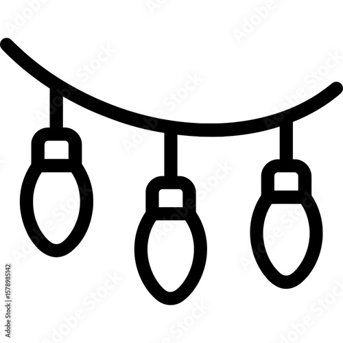 Outdoor string lights hanging outline icon vector