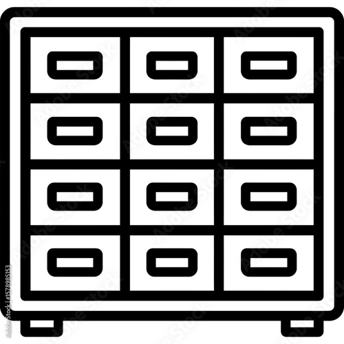 Component storage drawers outline icon vector