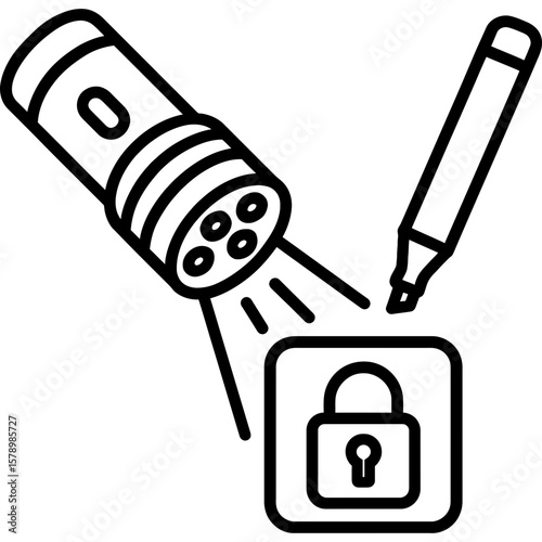 Uv flashlight marker set outline icon vector