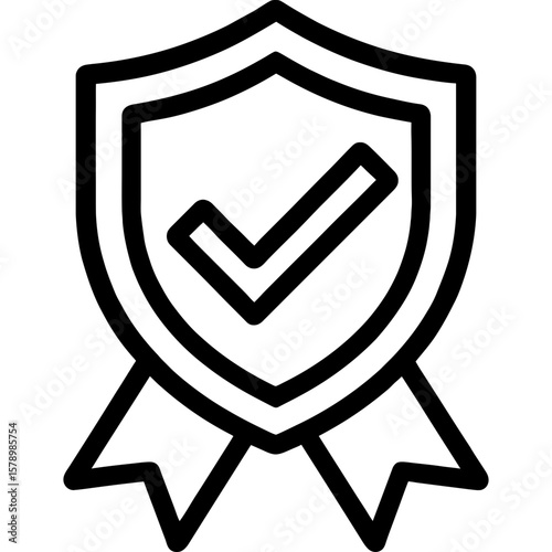 Warranty badge outline icon vector