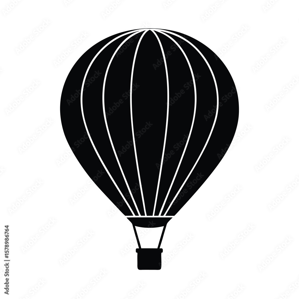 Obraz premium Simple Black and White Hot Air Balloon Icon Illustration Design