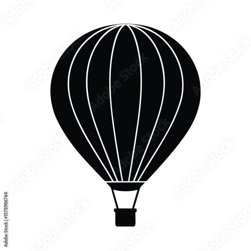 Simple Black and White Hot Air Balloon Icon Illustration Design