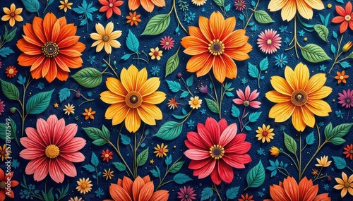 Intricate floral textile design, repeating motif, damask, abstract