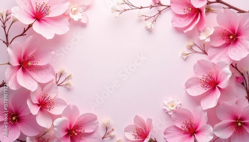 Delicate fuchsia floral motif, repeating pattern on soft backdrop , artwork, textile