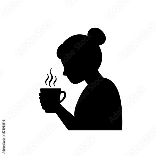Steaming Mug of Comfort: A silhouette captures the tranquil moment of a person enveloped in the comforting warmth of a steaming beverage, offering a moment of pause and savor.
