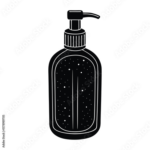 An isolated plastic bottle with liquid beauty soap, shampoo, lotion, or perfume, captured with a clean, blank aesthetic.