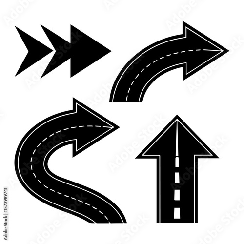 A versatile vector set of black arrow icons for business, web, and design, illustrating direction, success, and navigation with various shapes, pointers, and cursors